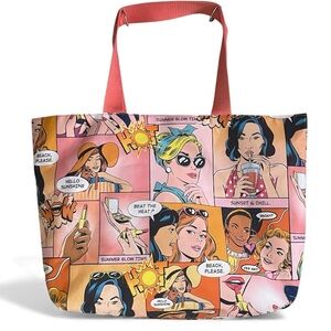 Estée Lauder Comic Style Tote Bag with Pink Handles
